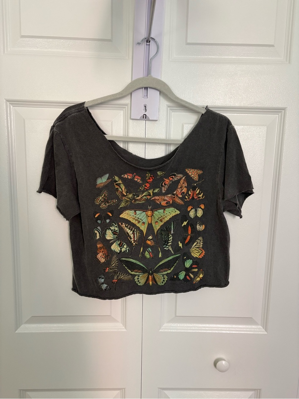 Black Butterfly Graphic Cropped Tee